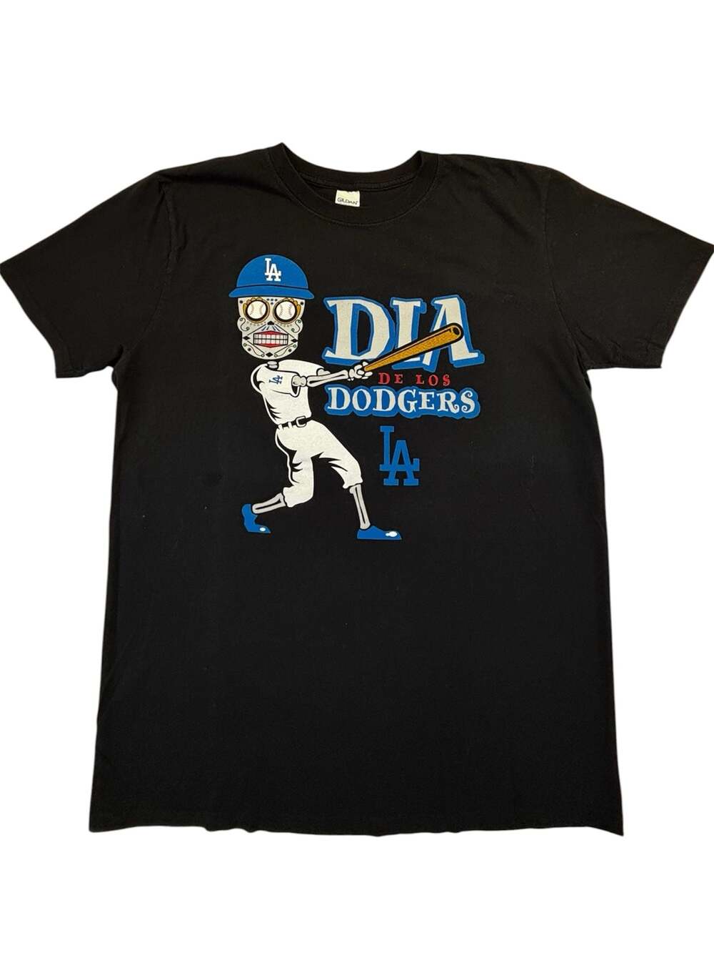 Gildan Los Angeles Dodgers Dia De Los Muertos Skeleton T-Shirt